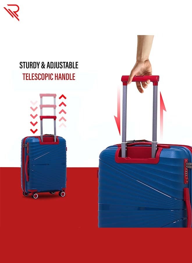 REFLECTION Travel Luggage, Carry on Suitcase, Classy Hard Shell Curvy Line Series, 24 Inch TSA Lock, Navy Blue - Image 2