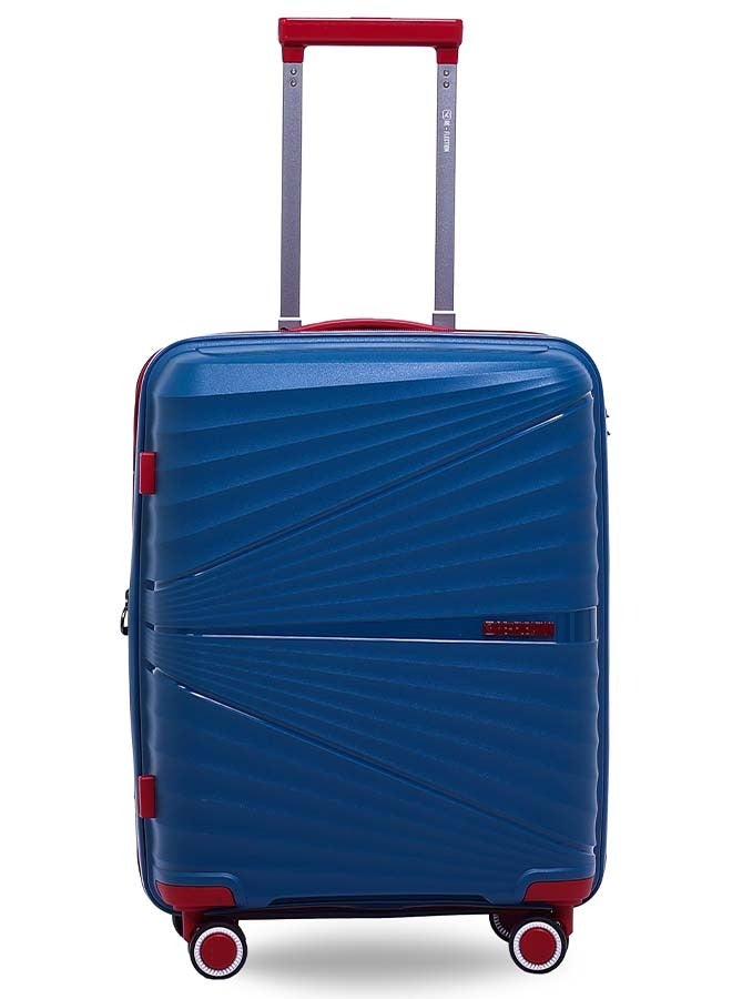 REFLECTION Travel Luggage, Carry on Suitcase, Classy Hard Shell Curvy Line Series, 24 Inch TSA Lock, Navy Blue - Image 1