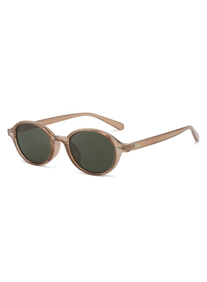 Generic Korean Style Retro Oval Frame Small Face Concave Stylish Leopard Print Sunglasses Women's Trendy High-end Street Shot Hot Girl Sunglasses 