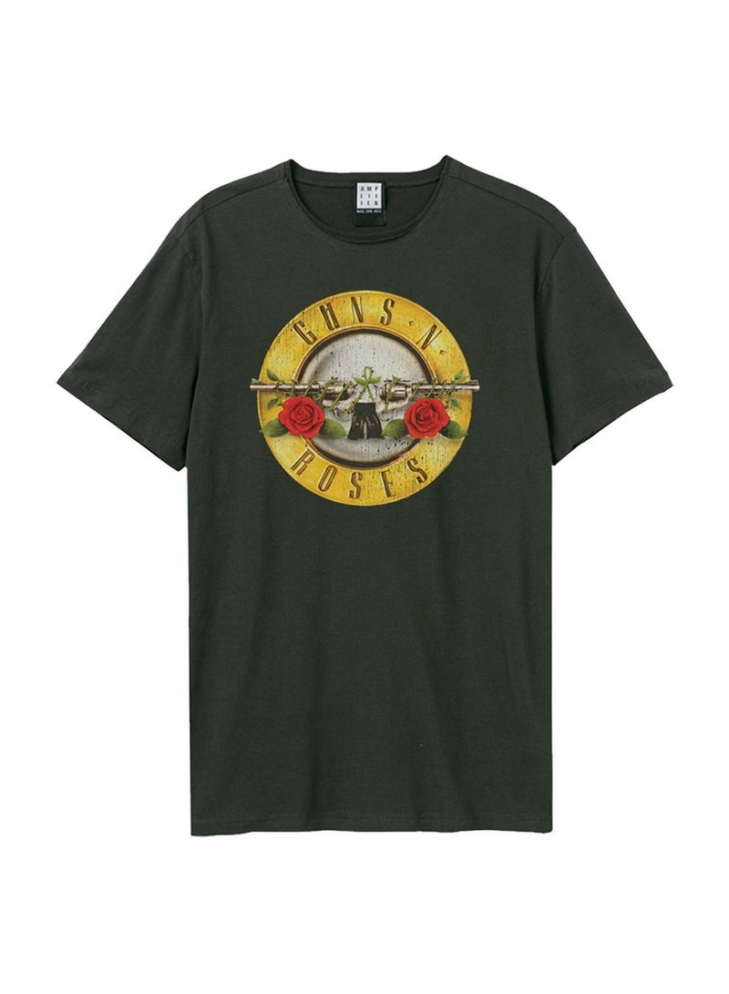 AMPLIFIED Guns N Roses Drum Logo T-Shirt Unisex Charcoal Grey - Image 3