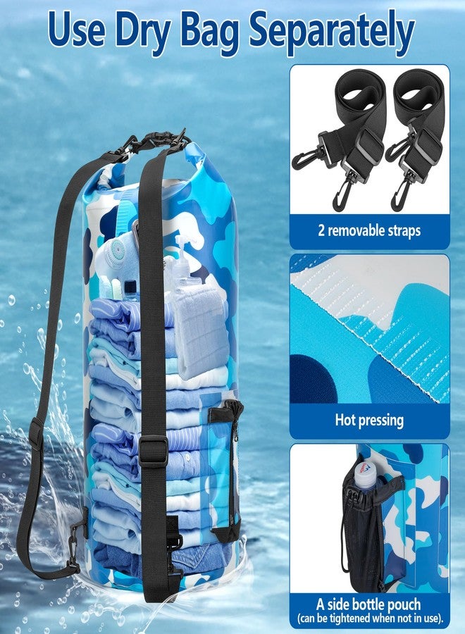 Smasrob 30L Waterproof Dry Bag with 20L Detachable Cooler, Dry Bag Cooler Backpack with Phone Pocket and Bottle Pouch, Suitable for Kayaking, Boating, Camping and Water Activities, Blue Camouflage - Image 4