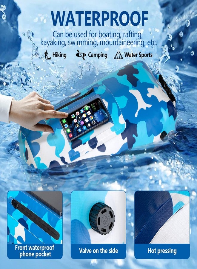 Smasrob 30L Waterproof Dry Bag with 20L Detachable Cooler, Dry Bag Cooler Backpack with Phone Pocket and Bottle Pouch, Suitable for Kayaking, Boating, Camping and Water Activities, Blue Camouflage - Image 3