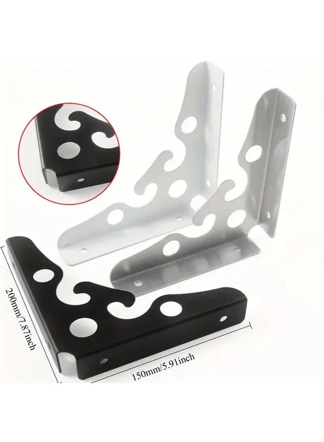 Heavy Duty Black L Shaped Corner Brackets 2pcs With Installation Screws - Image 3