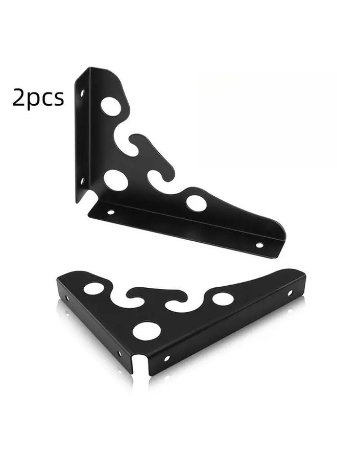 Heavy Duty Black L Shaped Corner Brackets 2pcs With Installation Screws - Image 1