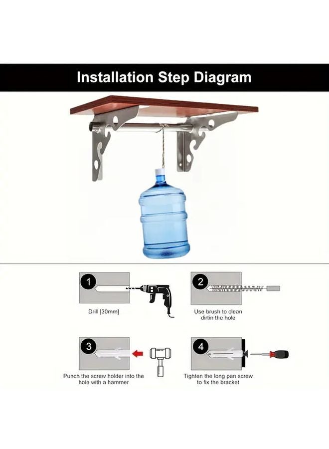 Heavy Duty Black L Shaped Corner Brackets 2pcs With Installation Screws - Image 4
