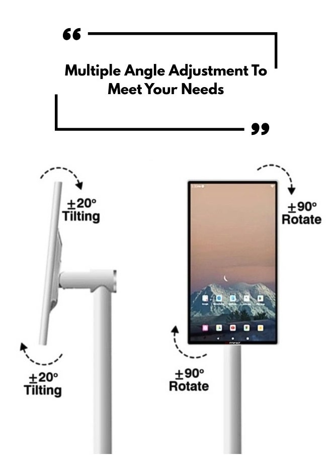 DMInteract DM-27FS 27" Portable Smart Touch Screen 16:9 Full HD Resolution With Built-In Camera And Dual Speakers 4GB/128GB Android 12.0 Smart Interactive Flip Screen With Mobile Cart