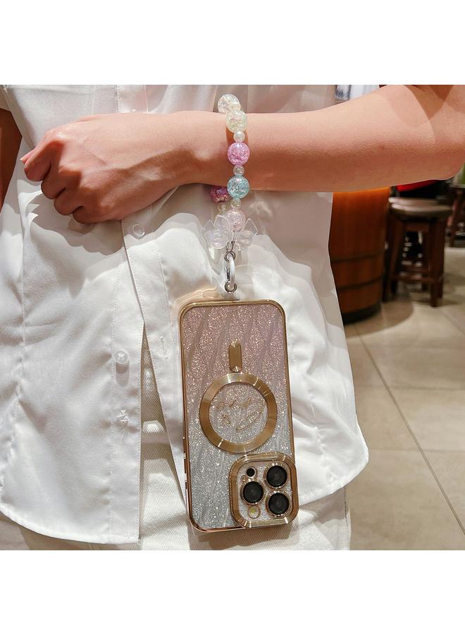 Zaboon Case For iPhone 12 Pro Dual-Love Leaves Gradient Glitter Bracelets Magsafe TPU Phone Case - Image 2