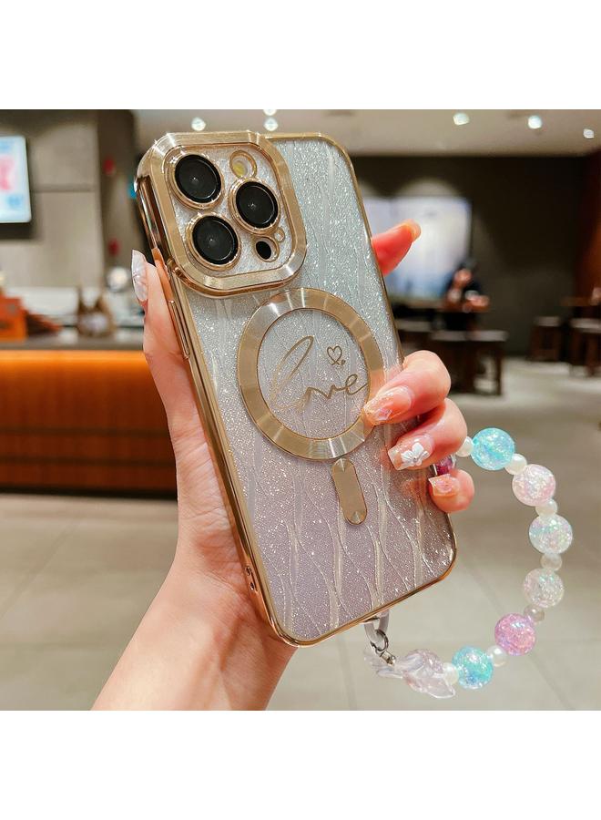 Zaboon Case For iPhone 12 Pro Dual-Love Leaves Gradient Glitter Bracelets Magsafe TPU Phone Case - Image 1