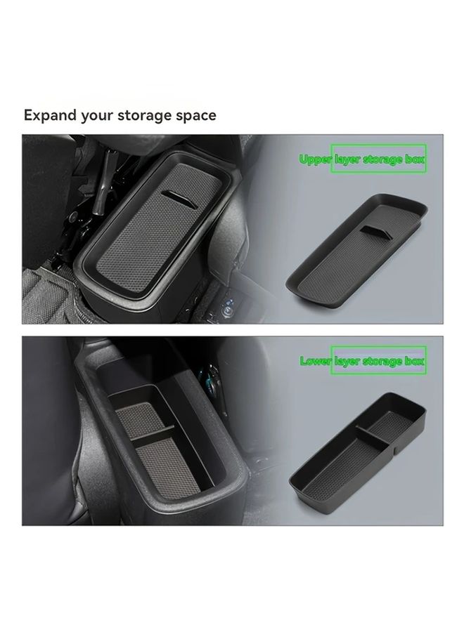مجموعة من 2 قطعة، منظم صينية تخزين مزدوج الطبقة أسود للكونسول الوسطي لسيارة BYD Dolphin Mini - Image 1
