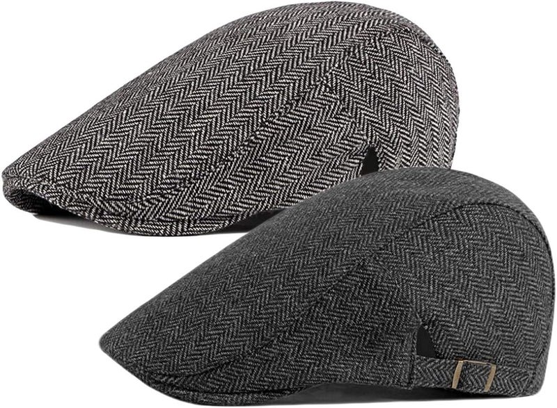 Qunson 2 Pack Men's Cotton Flat Cap Ivy Gatsby Newsboy Hat - Image 1