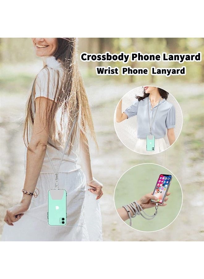 SS Crossbody Phone Lanyard,Cell Phone Lanyard Tether Lasso Patch with Adjustable Neck Strap Ｃompatible with Any Cell Phone iPhone Smartphones - Grey  - Image 2