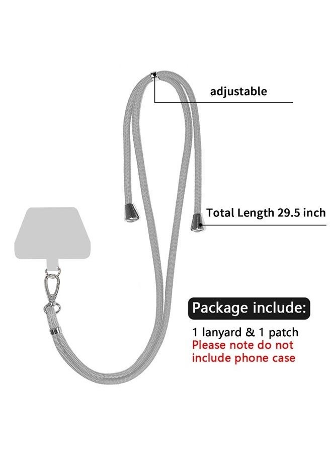SS Crossbody Phone Lanyard,Cell Phone Lanyard Tether Lasso Patch with Adjustable Neck Strap Ｃompatible with Any Cell Phone iPhone Smartphones - Grey  - Image 4