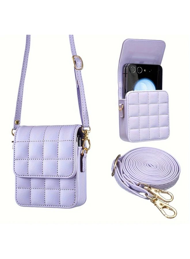 حافظة واقية عالمية مع حامل بطاقات وحزام طويل، لون وردي أحمر، متوافقة مع سلسلة Galaxy Z Flip - Image 4