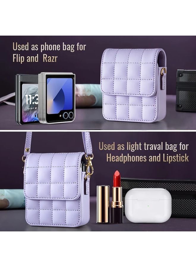 حافظة واقية عالمية مع حامل بطاقات وحزام طويل، لون وردي أحمر، متوافقة مع سلسلة Galaxy Z Flip - Image 2