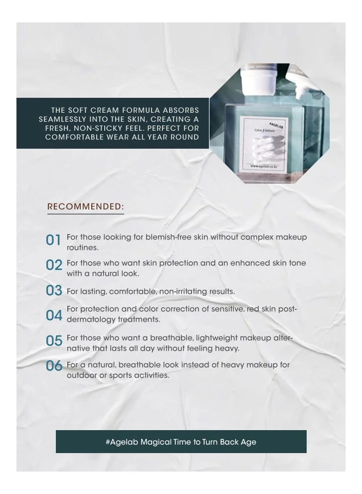 Age Lab AgeLab Snail Mucin Brightening Sun Cream SPF 50+ PA+++ | Korean Skincare | Anti-Aging, Hydrating, & Whitening Sunscreen | Non-Greasy, Lightweight Formula, No White Cast, All Skin Types Sensitive Skin Safe | 70ml