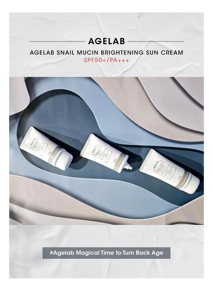 Age Lab AgeLab Snail Mucin Brightening Sun Cream SPF 50+ PA+++ | Korean Skincare | Anti-Aging, Hydrating, & Whitening Sunscreen | Non-Greasy, Lightweight Formula, No White Cast, All Skin Types Sensitive Skin Safe | 70ml