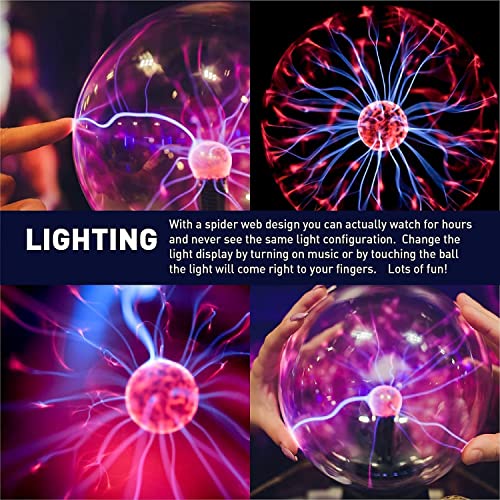 Dravizon Plasma Ball Light 4 Inches Touch and Sound Activated Lightning Globe |Magical, Interactive, Mood Setting, Fun and Science Lamp |Prop for Parties |Electric Cord|for Kids and Adults, LED, Multi - Image 5