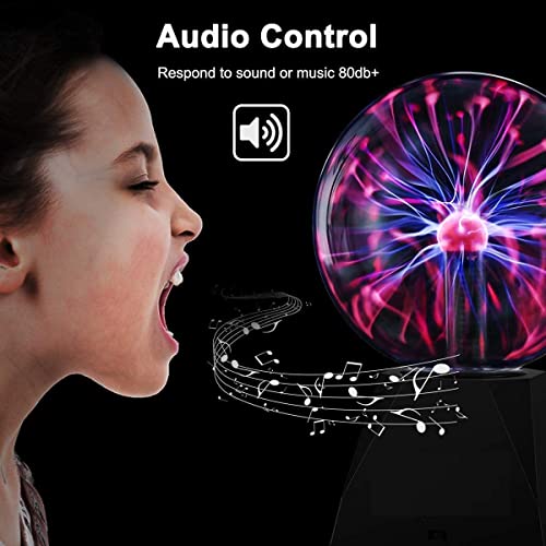 Dravizon Plasma Ball Light 4 Inches Touch and Sound Activated Lightning Globe |Magical, Interactive, Mood Setting, Fun and Science Lamp |Prop for Parties |Electric Cord|for Kids and Adults, LED, Multi - Image 3