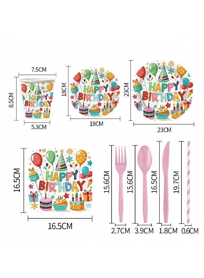Balloon World 80 Piece Birthday Party Dinnerware Set, Disposable Tableware Set Including Included Plates, Cups, Straws,Napkins, Spoons, Forks, Knives for Boys and Girls Party Supplies and Decorations (Birthday Party Supplies For 10 Guests) - Image 3