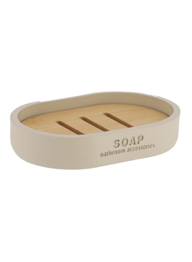 Tendance Elegant Design Bamboo And Polyresin Soap Dish Beige And Brown 64101161 - Image 2