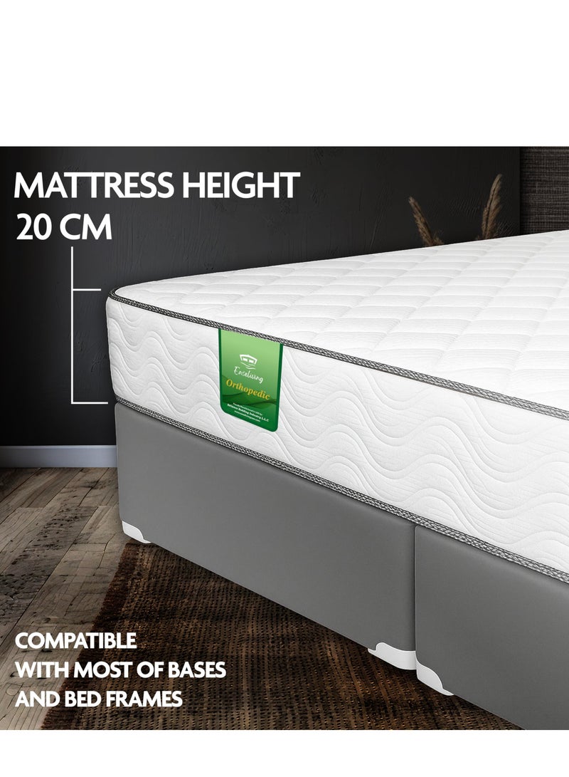 EASELIVING مرتبة أورثوبيديك - مرتبة متوسطة الصلابة بسُمك 20 سم مع قماش قابل للتهوية | مرتبة أورثو بنيل قابلة للعكس مع تخفيف الضغط لجميع أوضاع النوم | ضمان 3 سنوات | مرتبة مفردة / توين XL (100 × 200 سم) - Image 2