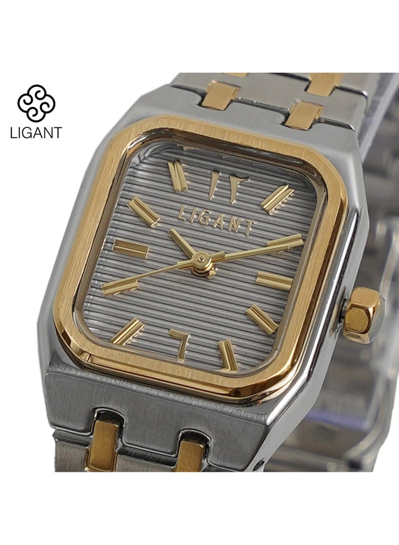 LIGANT Luxury Women's Stainless Steel Watch in Gold & Silver - Elegant Modern Design - Rust Resistant Metallic Wristwatch for Events & Daily Wear - Image 2