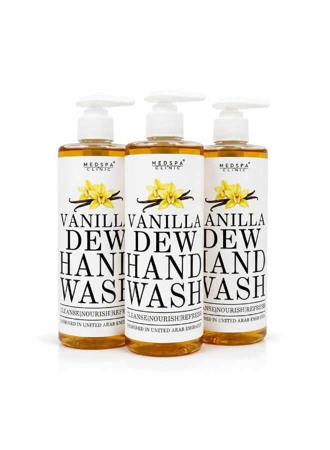 MEDSPACLINIC Vanilla Hand Wash 500ml – Moisturizing Liquid Hand Soap with Vanilla Fragrance – Deep Cleansing, Hydrating & Refreshing Hand Wash for Daily Use – PACK OF 3