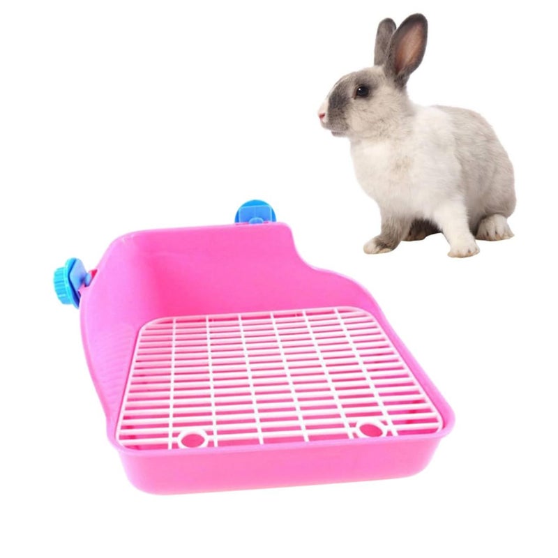 Medium Sized 2 Pcs Rabbit Litter Box Small Animal Potty Trainer With Lacework Design For Hamster Gerbil Chinchilla Pink - Image 4