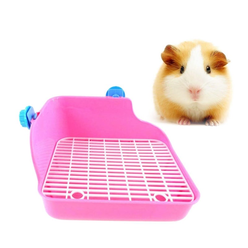 Medium Sized 2 Pcs Rabbit Litter Box Small Animal Potty Trainer With Lacework Design For Hamster Gerbil Chinchilla Pink - Image 3