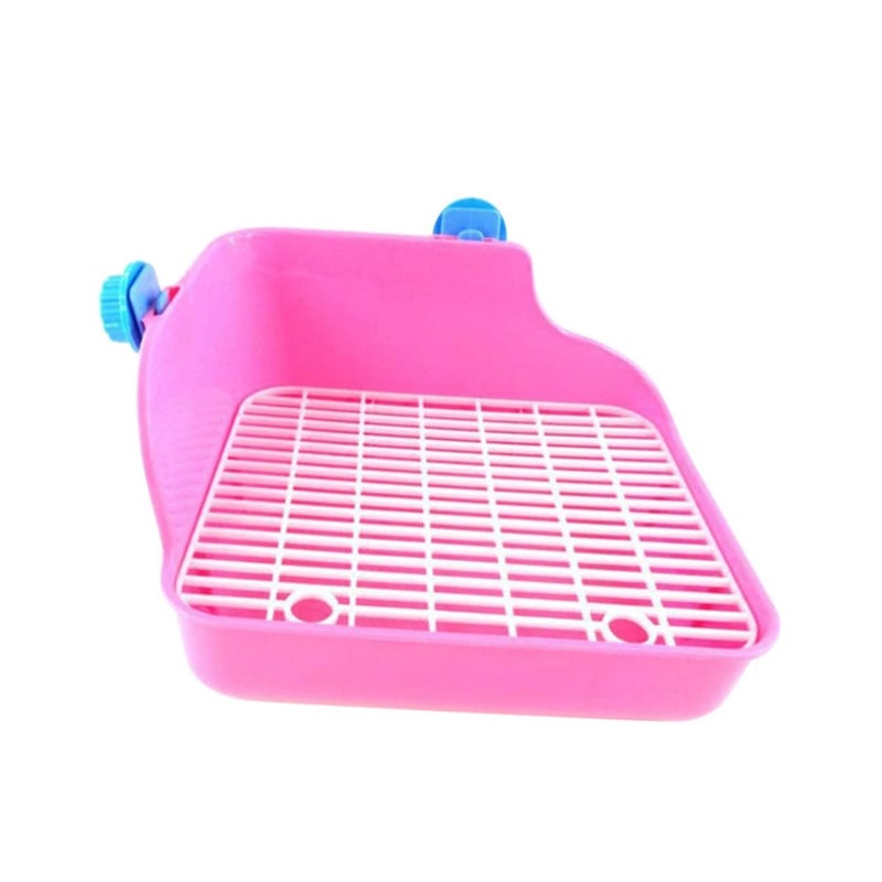 Medium Sized 2 Pcs Rabbit Litter Box Small Animal Potty Trainer With Lacework Design For Hamster Gerbil Chinchilla Pink - Image 5