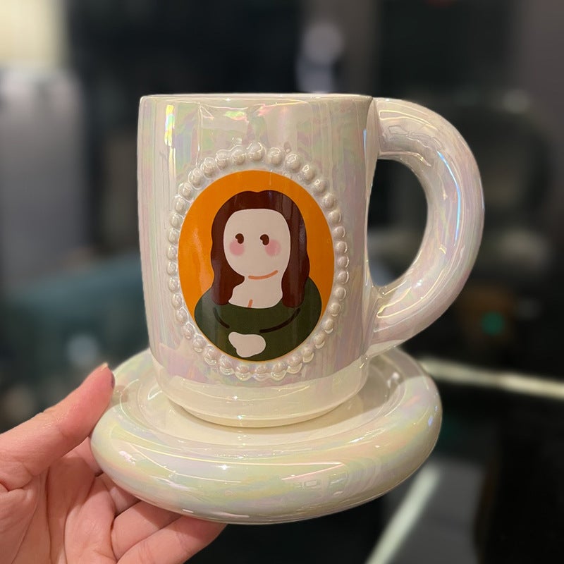 Creative Design Sense Van Gogh Oil Painting Mug Saucer Pearl Glaze Ceramic Water Cup Niche Nordic Style Coffee Cup - Image 3