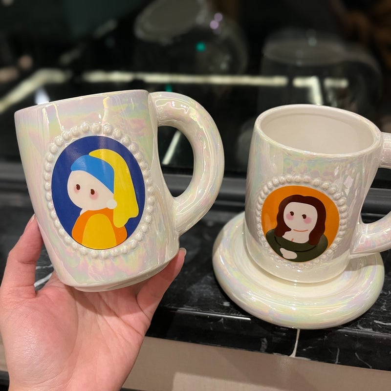 Creative Design Sense Van Gogh Oil Painting Mug Saucer Pearl Glaze Ceramic Water Cup Niche Nordic Style Coffee Cup - Image 5