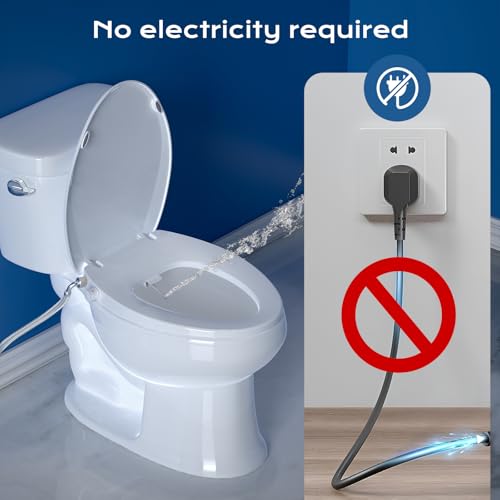 Clirass Elongated Bidet Toilet Seat with Quiet-Close, Non-Electric Bidet Mode with Dual Nozzles, Fit Elongated Toilet Seat, Adjustable Water Pressure with Brass inlet - Image 4
