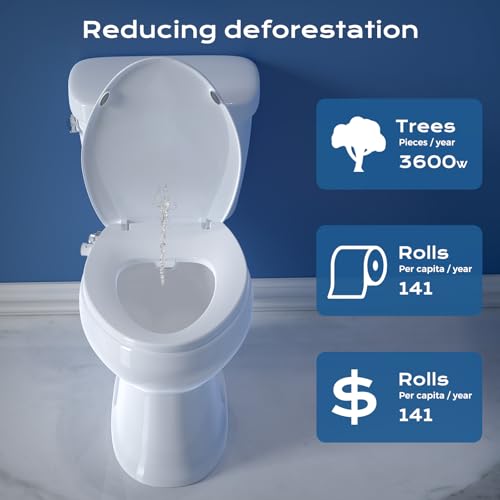 Clirass Elongated Bidet Toilet Seat with Quiet-Close, Non-Electric Bidet Mode with Dual Nozzles, Fit Elongated Toilet Seat, Adjustable Water Pressure with Brass inlet - Image 3