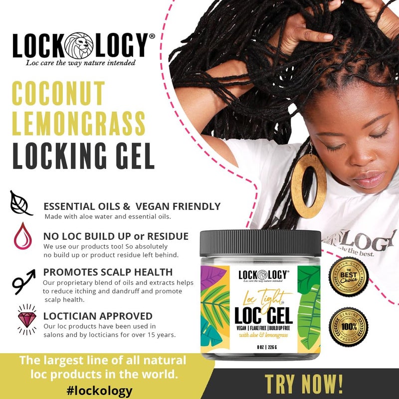 Lockology Loc Gel - No Build Up, Residue or Flakes, Aloe Lemongrass Retwisting Gel for Locs, Dreadlock Accessories, 8 fl oz - Image 4