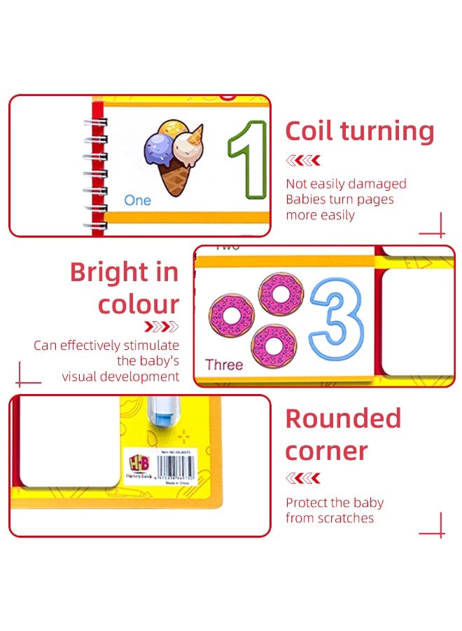 3-Piece Children's Word and Number Practice Book Early Childhood Education Practice Book Enrich Children's Vocabulary, Learn Numbers Improve Children's Learning Skills Includes a reusable erasable pen , Handy Educational Tool that can be carried in a handheld Montessori, School Supplies, Children's Education, Best Gift for Children - Image 4
