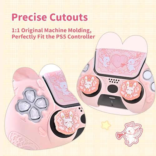 GeekShare PS5 Controller Skin SetSoft Silicone Protective Cover Case for PS5 Wireless Controller with 2 Thumb Grip Caps and 1 Sticker Gothic Bunny - Image 3