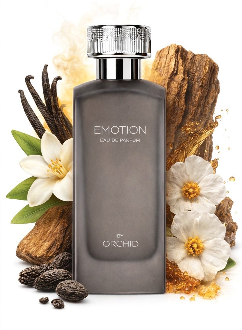 Orchid Emotion Pour Homme Eau de Parfum 100ml for Men | Long Lasting Woody Spicy Fragrance with Incense, Pepper & Cedarwood | Vetiver, Vanilla, Tonka & Musk Base - Image 1
