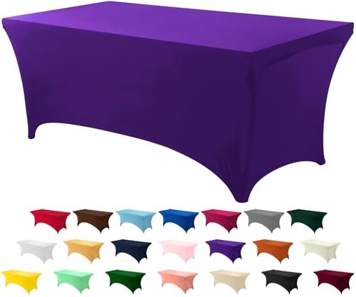 Utopia Kitchen 6FT Spandex Tablecloth [1 Pack, Purple] 200 GSM Stretch, Fitted, Washable and Wrinkle Resistant Table Cloth Rectangle Cover for Trade Shows, Wedding, Parties [72Lx30Wx30H Inch] - Image 1