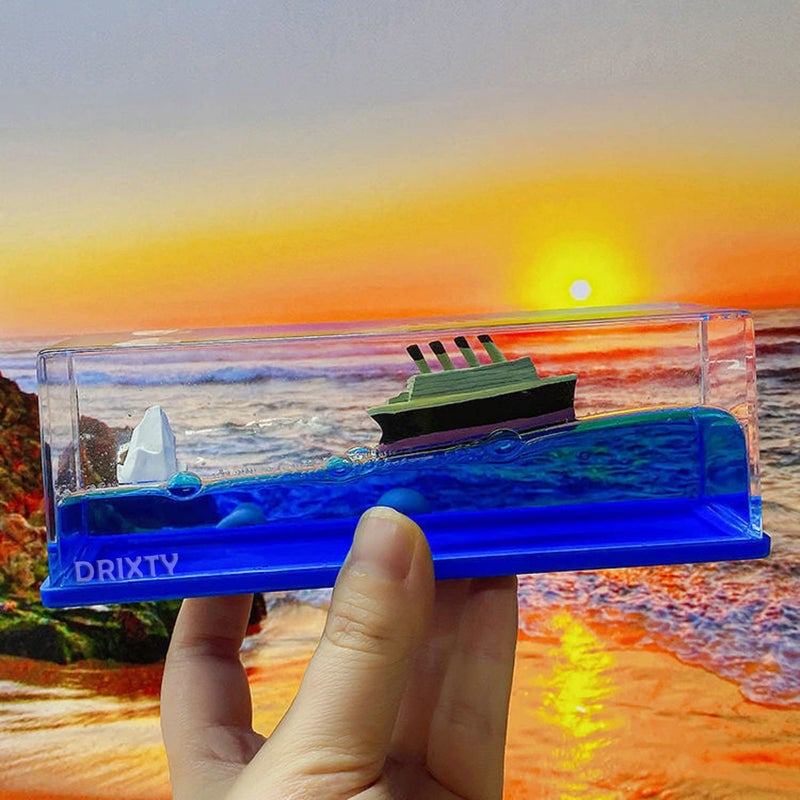 DRIXTY Unsinkable TitanicInspired Liquid Wave Paperweight Desk Toy and Portable Motion Ornament for Home and Office Dcor Cruise Ship Decoration and Gifting Does Not Sinks - Image 3