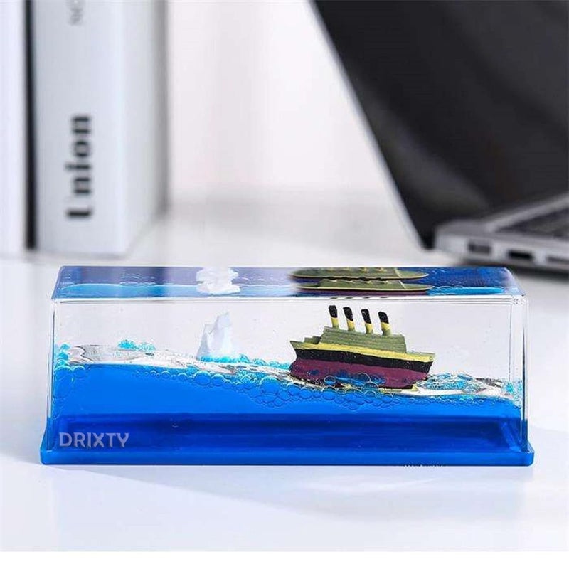 DRIXTY Unsinkable TitanicInspired Liquid Wave Paperweight Desk Toy and Portable Motion Ornament for Home and Office Dcor Cruise Ship Decoration and Gifting Does Not Sinks - Image 2