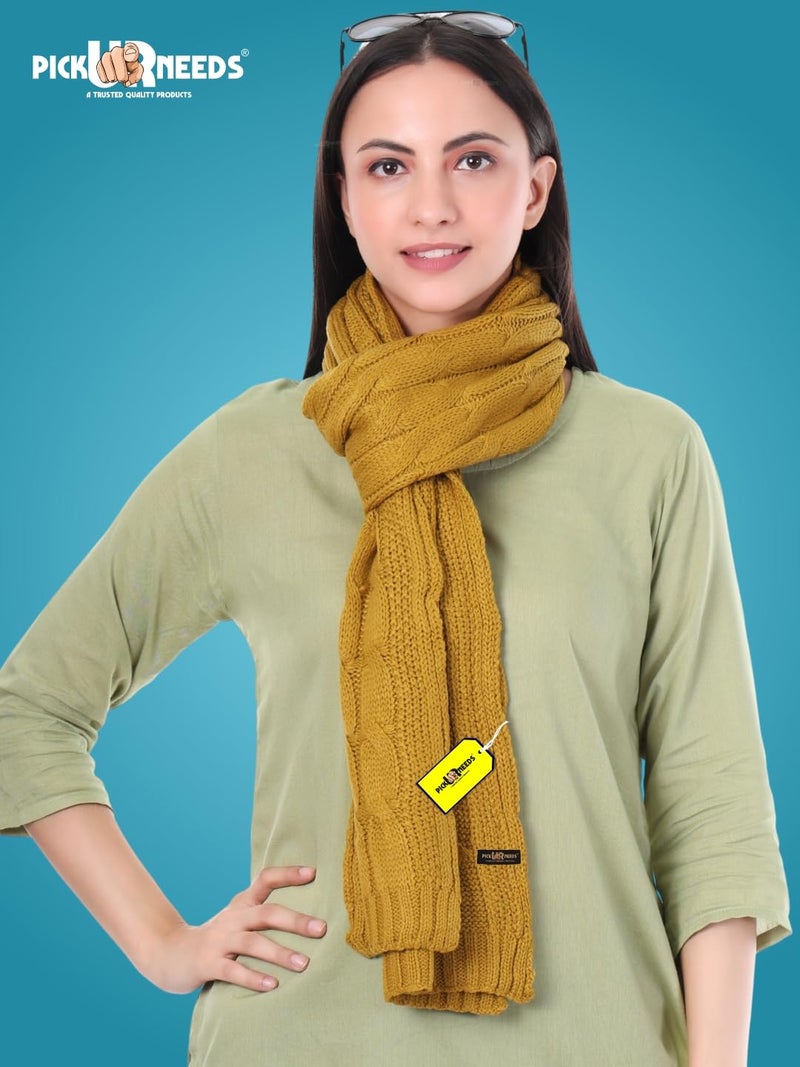 Pick Ur Needs Women’s Woolen Muffler Soft & Warm Knitted Scarf Winter Neck Wrap Premium Acrylic Wool Stylish Hand-Washable (Orange) - Image 5