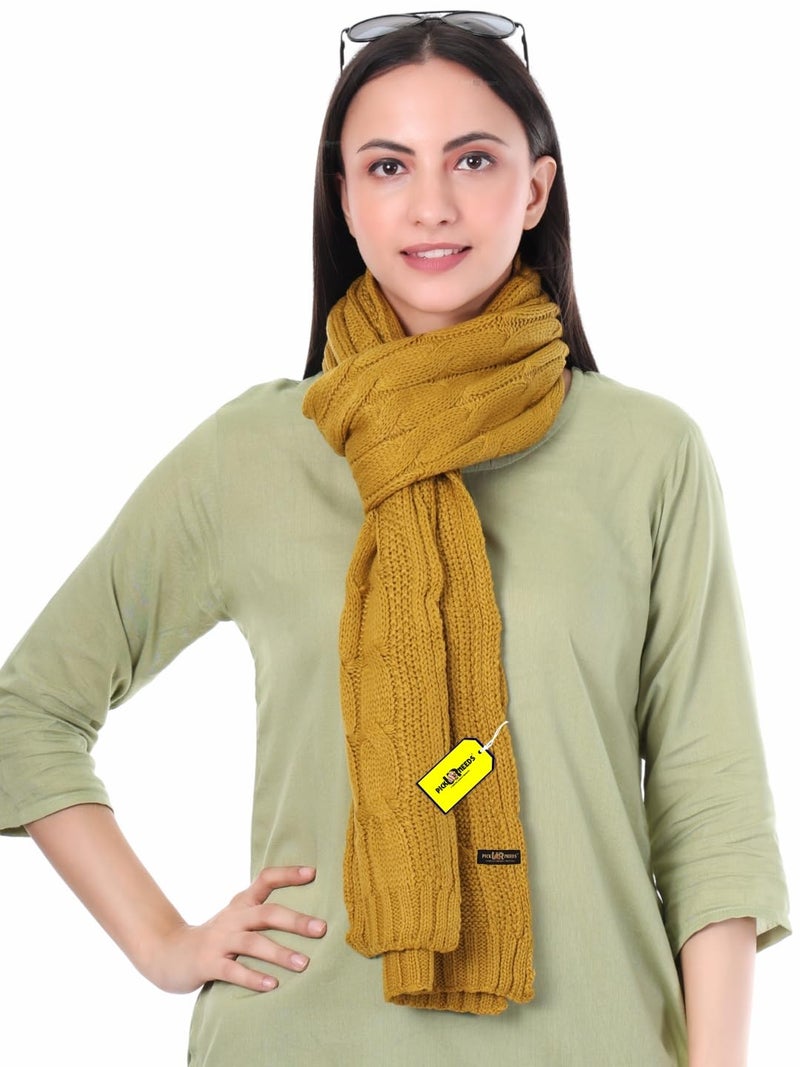 Pick Ur Needs Women’s Woolen Muffler Soft & Warm Knitted Scarf Winter Neck Wrap Premium Acrylic Wool Stylish Hand-Washable (Orange) - Image 1