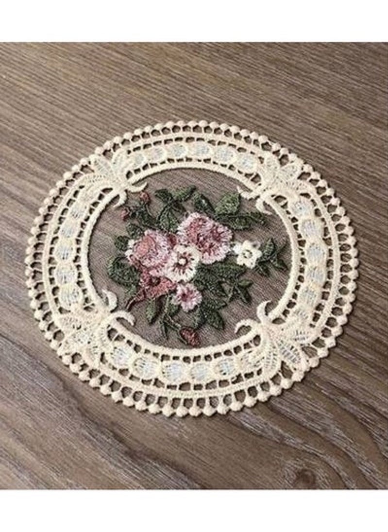 Handsomegift كوستر دائري من الدانتيل 