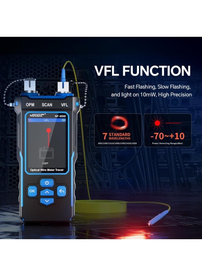نويافا طقم اختبار كابلات الشبكة NF-8508 مع أداة تجعيد RJ45، جهاز اختبار كابلات إيثرنت مزود بمقياس القدرة الضوئية، جهاز اختبار شبكات RJ45 مع أداة تجعيد وتقشير وقص للكابلات من فئات Cat5 وCat6 وCat7 (8P8C)، مزود بخاصية تتبع الأسلاك وميض المنافذ. - Image 3
