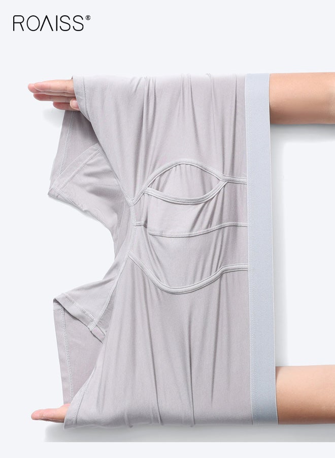 roaiss Natural Feelings Mens 4PCS Boxer Shorts Soft Cotton Men Pack Breathable Mens Underwear Boxer Briefs Long Length Men's Underwear with Mid-Rise Waist - Image 2