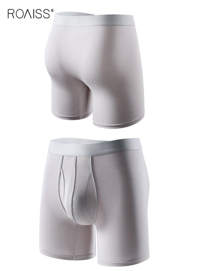 roaiss Natural Feelings Mens 4PCS Boxer Shorts Soft Cotton Men Pack Breathable Mens Underwear Boxer Briefs Long Length Men's Underwear with Mid-Rise Waist - Image 5