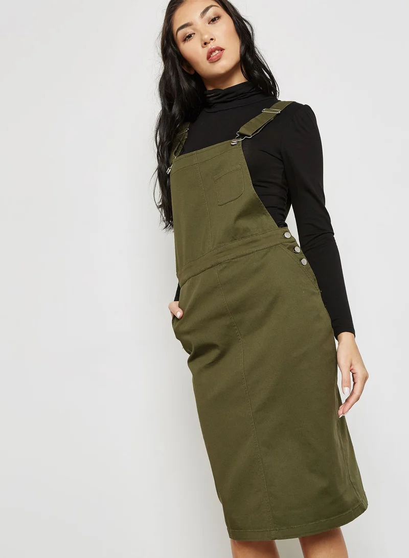 MANGO Denim Pinafore Dress