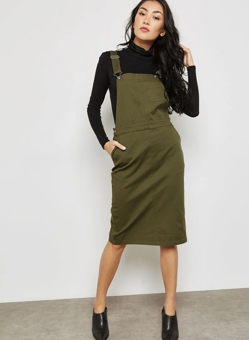 MANGO Denim Pinafore Dress