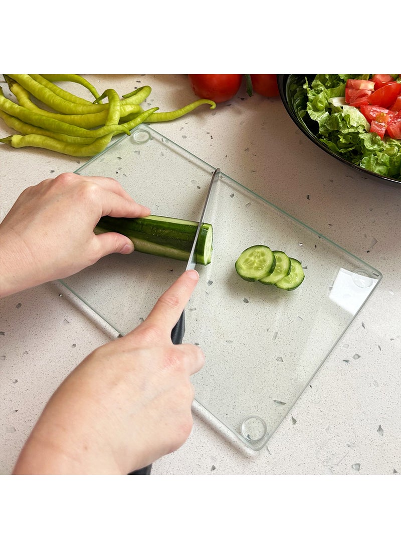 DECORITA Glass Cutting Board - Glass Cutting Board | Transparent | 17cmx29cm  - Image 1